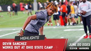 Highlights of five-star 2025 cornerback Devin Sanchez's Ohio State camp performance Tuesday