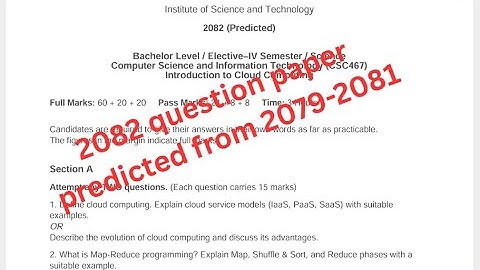 Introduction to Cloud Computing | CSC467 | BSc CSIT 8th Semester | 2082 Predicted Questions