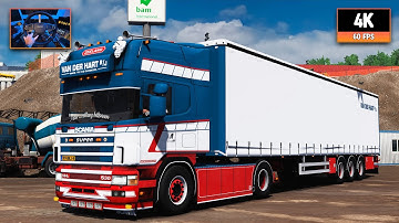 Scania 144L 530 V8 open pipe | Leipzig - Cologne | ETS2 1.56 4K + Wheel Cam