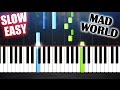 Mad World - Gary Jules - SLOW EASY Piano Tutorial by PlutaX