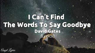 I Can't Find The Words To Say Goodbye Lyrics by David Gates