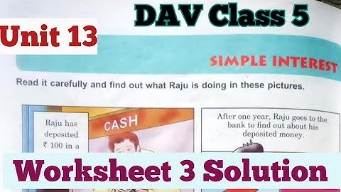 Simple Interest DAV Class 5 Maths Unit 13 Worksheet 3 Solution/ADARSH 999
