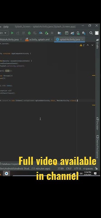 Splash screen || Java code || Android studio || Programming point - YouTube