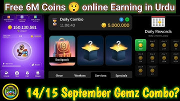 Gemz Combo | 14/15 September 24 Cipher Code | Daily Reward | Badhyaa Crypto | Today Combo In Urdu |