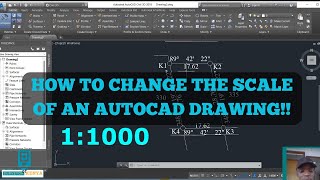 How to change an AutoCAD drawing from one scale to another| 1:1000 to 1:250