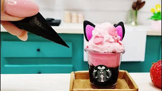 Yummy Miniature BLACKPINK  Starbucks Frappuccino Recipe | Amazing Tiny Drink by Miniature Cooking