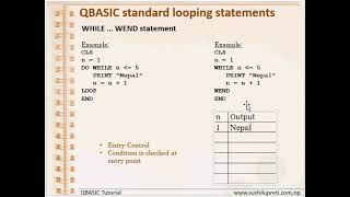 WHILE   WEND Looping statement in QBASIC