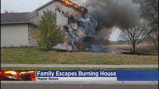 Fire crews battle large fire at Maple Grove house, no injuries