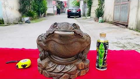 Tượng Cóc Thiềm Thừ Gỗ Trắc Xanh Đục Tay Siêu kĩ, tỉ mỉ và sắc nét - 0394000562 (zalo)