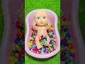 Funny Candy &amp; Makeup Mixing ASMR in 3 Rainbow Bathtubs with M&amp;M’s Slime 🍬🛁