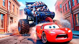 Epic Escape Lightning McQueen & Mater vs giant Tractor Zombie-car in BeamNG.Drive #15 screenshot 1