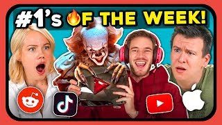 YouTubers React To 10 Things That Were #1 This Week (PewDiePie100M Subs, It 2,  Mendes/Cabello Kiss)