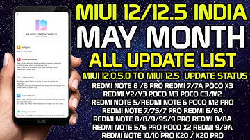 MIUI 12/12.5 INDIA 😍 NEW MAY MONTH MIUI 12.0.5.0 - MIUI 12.5 UPDATE LIST AND MIUI 12.5 UPDATE INFO