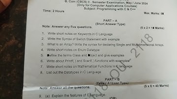 OU bcom computer 2024 2nd semester programming With C@C++ question peper model