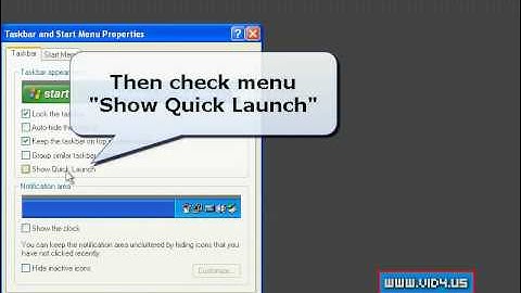 Windows XP - How to set taskbar to show Quick Launch icons next to the Start button