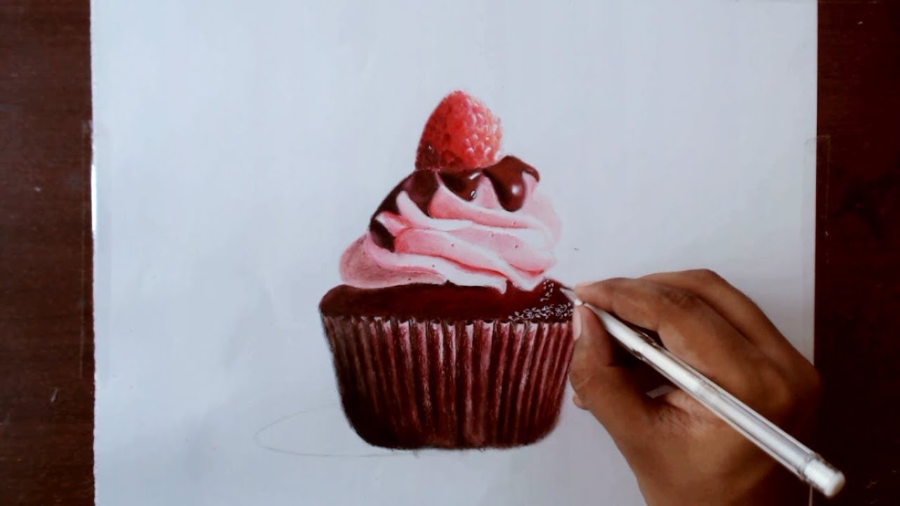  Drawing a chocolate cupcake - Prismacolor pencils - YouTube