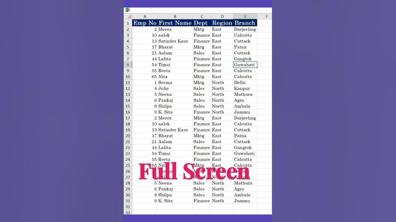 How to use excel full screen youtube