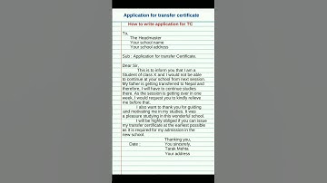 TC Application in english | Application for transfer certificate | Letter writing for TC #shorts