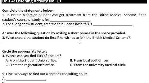 Unit 4: Listening Activity No.13