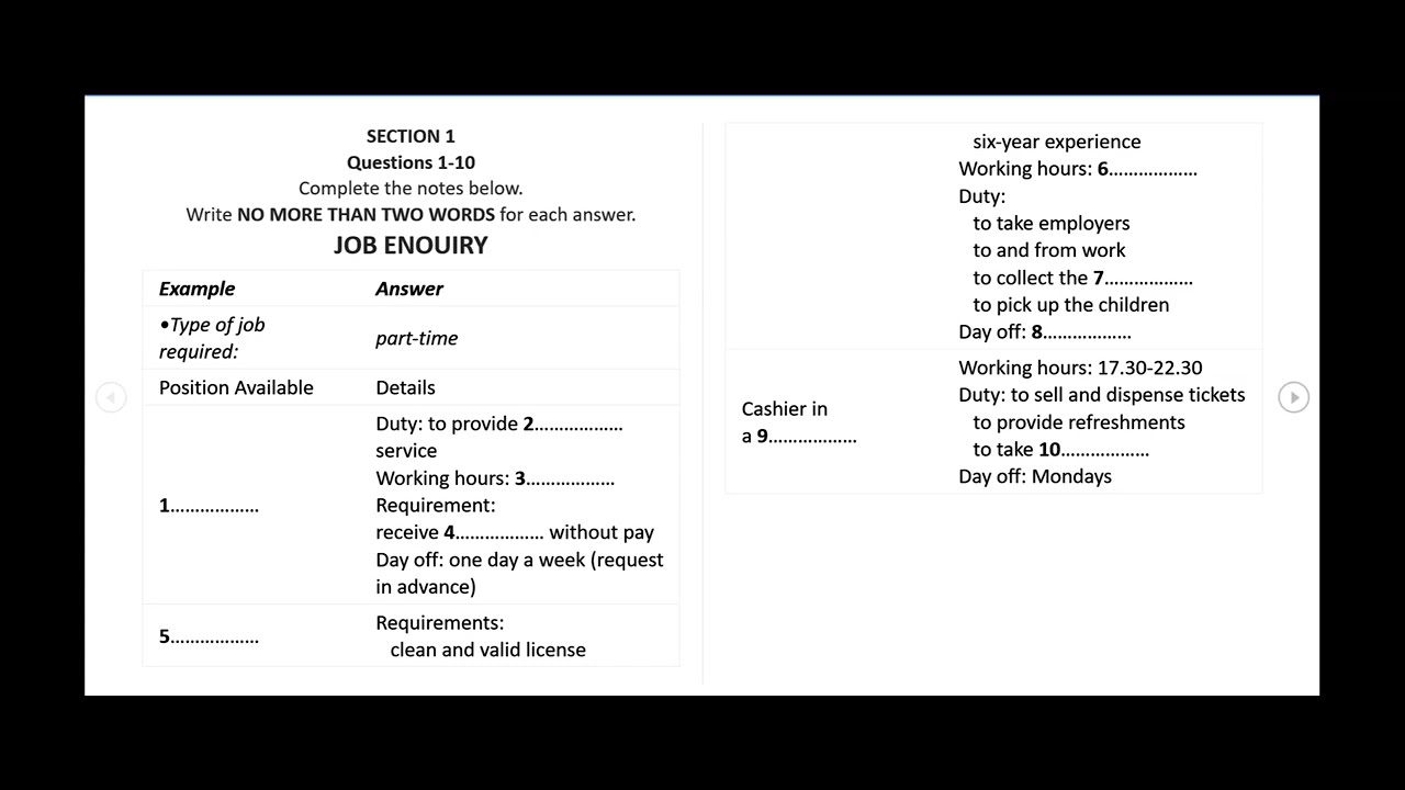 JOB ENQUIRY LISTENING WITH ANSWERS HD AUDIO  |   |  IELTS LISTENING HD AUDIO