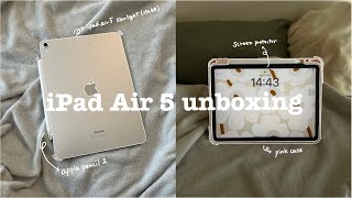 ipad air 5 unboxing | apple pencil 2 + accessories