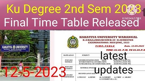Ku Degree 2nd Sem Exams Time Table Released Today 2023/Final ku degree 2nd Sem Exams Time Table Give