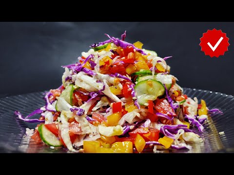 Wonderful and very healthy cabbage salad!  It takes 5 minutes to prepare. For weight loss!!!