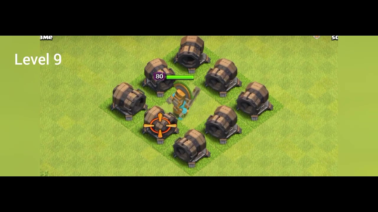 Giant Cannon level 1 and level 9 Vs max level here's in coc
