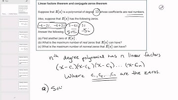 17 09 Linear factors theorem and conjugate zeros theorem