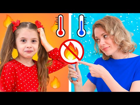 Видео: Eva and Hot vs Cold and other Challenges for kids