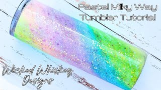 Pastel Milky Way Glitter Tumbler Tutorial - An easy milky way epoxy tumbler tutorial using glitter