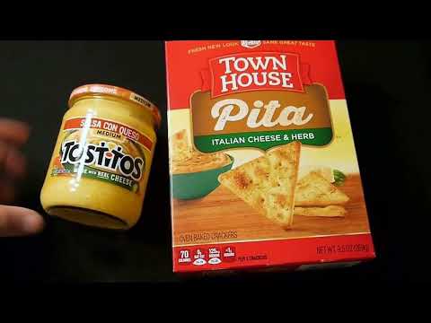 I eat Salsa Con Queso cheese dip with Town House Pita Crackers