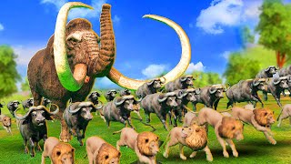 Woolly Mammoth Vs 5 Giant Lions Attack Buffalos Saved By Monster Mammoth Animal War