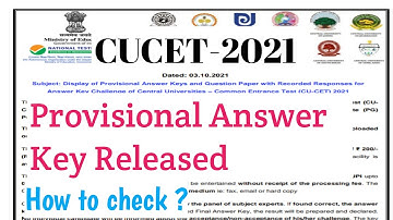 CUCET-2021 Provisional Answer Key Released l How To Check ?How to Challenge Ans Key ? 🤔