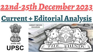 22nd-25th December 2023- The Hindu Editorial Analysis+Daily General Awareness by Harshit Dwivedi