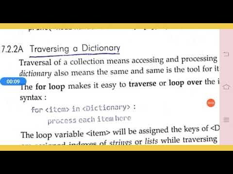 Traversing A Dictionary  Class -xi IP