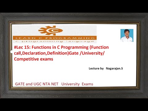 #Lec15 Functions in C Programming  for beginners (function Declaration/call/definition) Gateugc