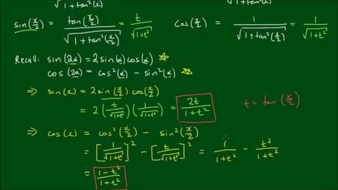 Expressing Sin X And Cos X In Terms Of T Tan X 2 Youtube Expressing Sin X And Cos X In Terms Of T Tan X 2 Youtube