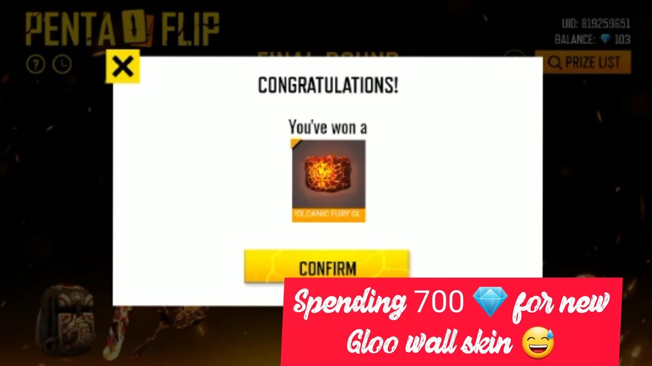Buying new fire gloo wall skin in free fire | wasting 700 diamonds for
