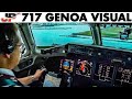 Piloting Boeing 717 Circling Visual Approach to Genoa | Cockpit Views