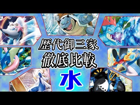 ポケモンusum 歴代 御三家 徹底比較 水の章 ウルトラサンムーンまでに登場した歴代の水御三家 最強は誰 Youtube