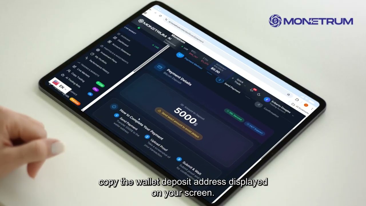 How to Deposit Funds on Monetrum AI