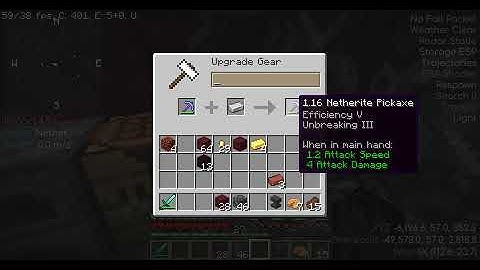 Minecraft 1.15 client Upgrade Diamond to Netherite Pickaxe On A 1.16 Server.
