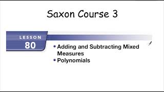 Saxon Math Course 3 Lesson 80