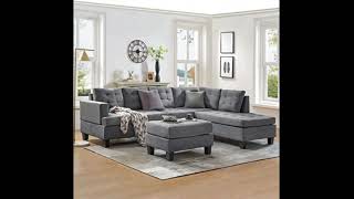 Merax Sectional Sofas 3 Seat Sofa Sectional Sofa Couches with Chaise Lounge and Ottoman for Living R