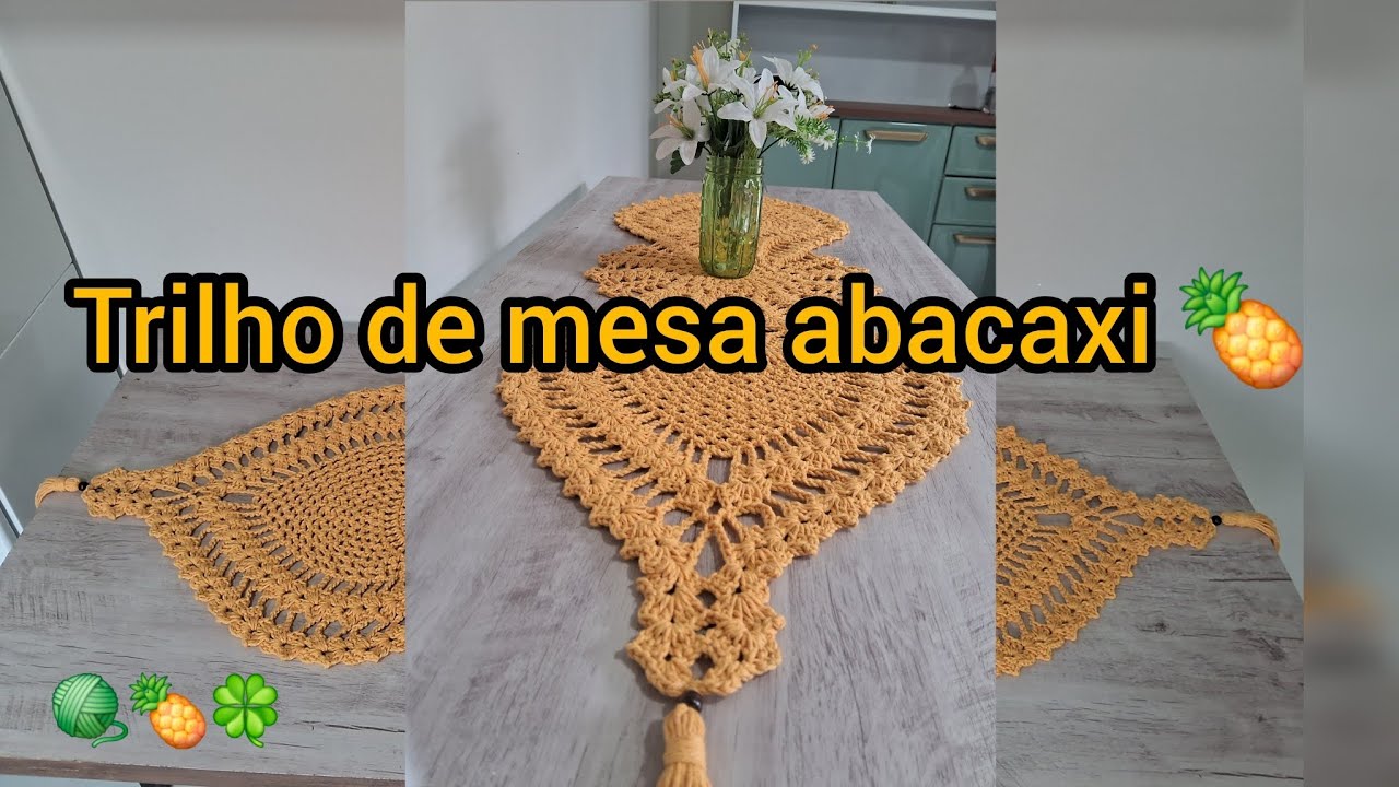 🧶🍍🍀💛 Trilho de mesa abacaxi 🍍 #croche #trilhodemesa #vlog