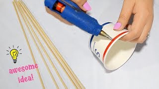 Best Reuse Idea With Paper Cup and Bamboo Skewer| How To Recycle Paper Cup