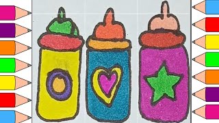 Cute drawing baby bottle for kids/Easy drawing titorials for toddlers colouring painting drawing ide