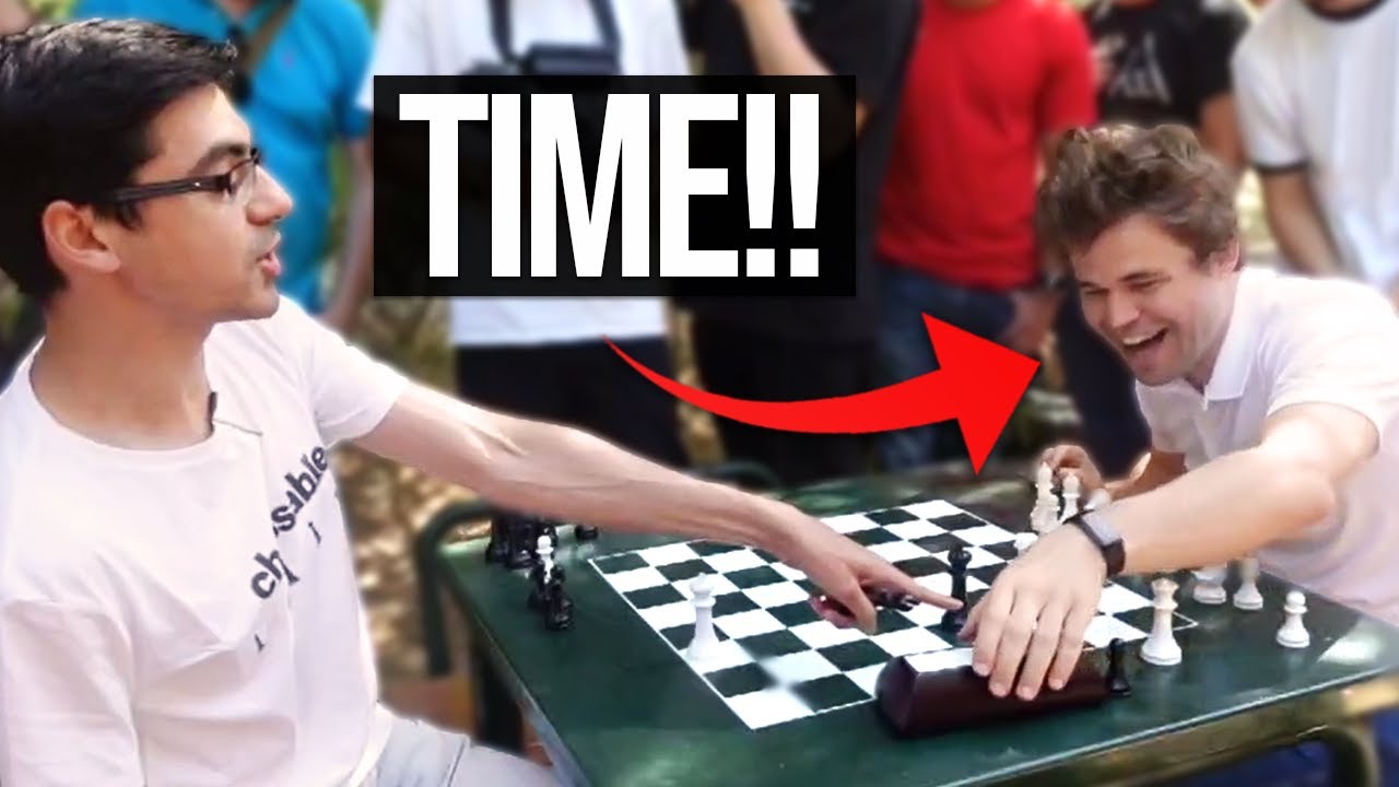Anna Cramling plays Magnus Carlsen over the board in the park