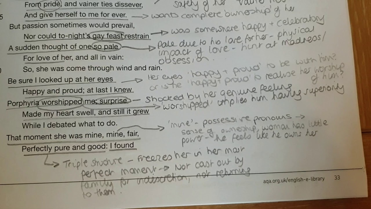 Porphyria's Lover A Level Lang/Lit Revision - YouTube